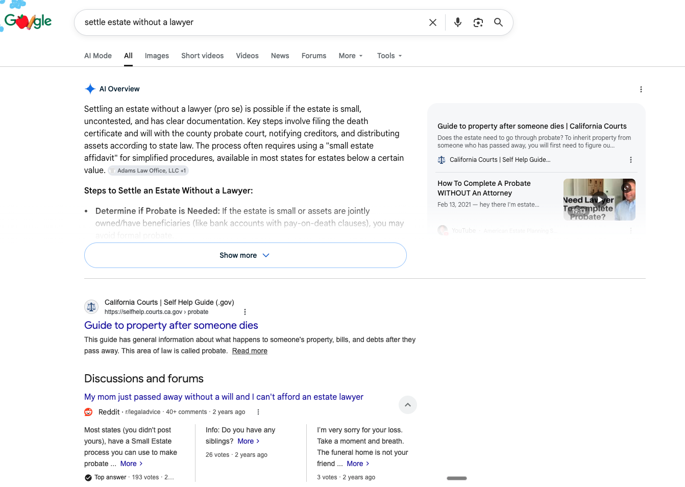 SERP: how to settle an estate without a lawyer